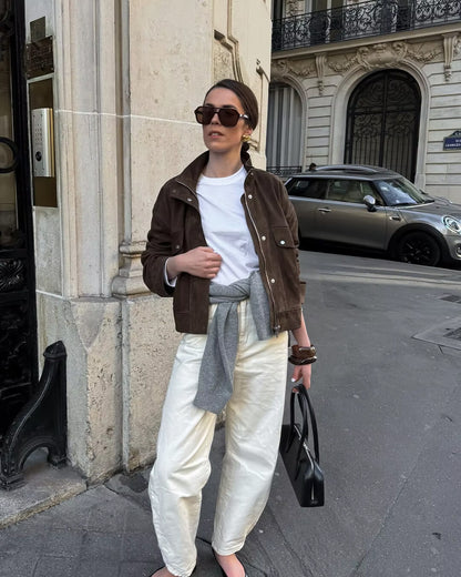 Lana Suede Bomber Jacket