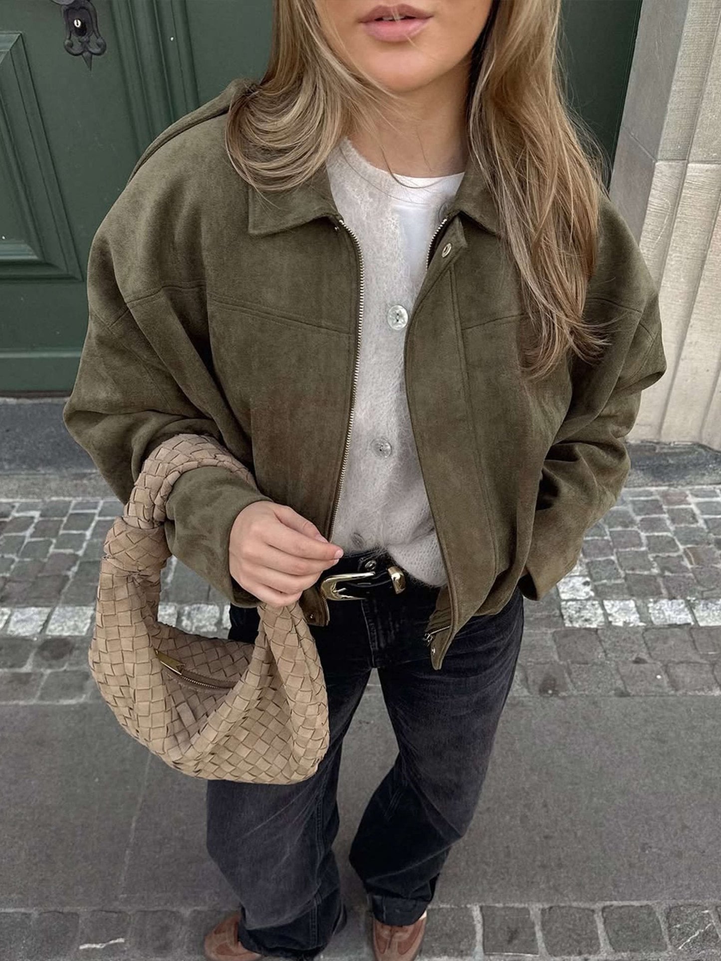 Lara Suede Bomber Jacket