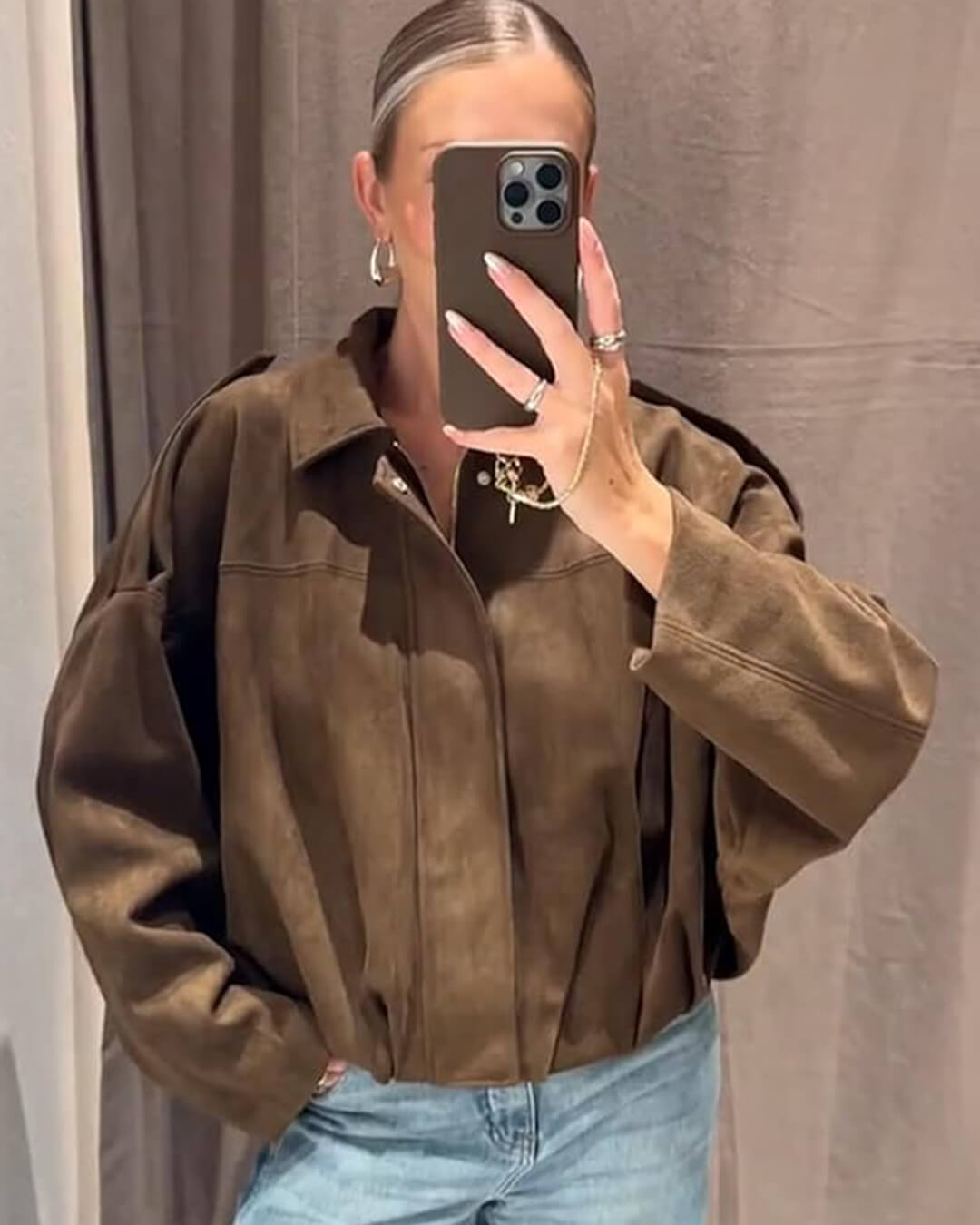 Lara Suede Bomber Jacket