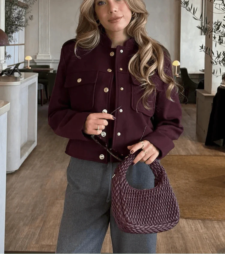 Leah Bomber Jacket with Golden Details