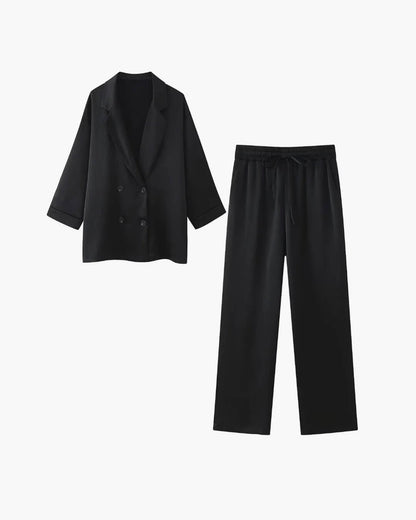 Lisa Satin Set with Jacket & Pants