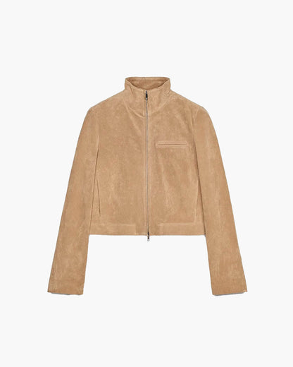 Lyn Suede Jacket with Stand Collar
