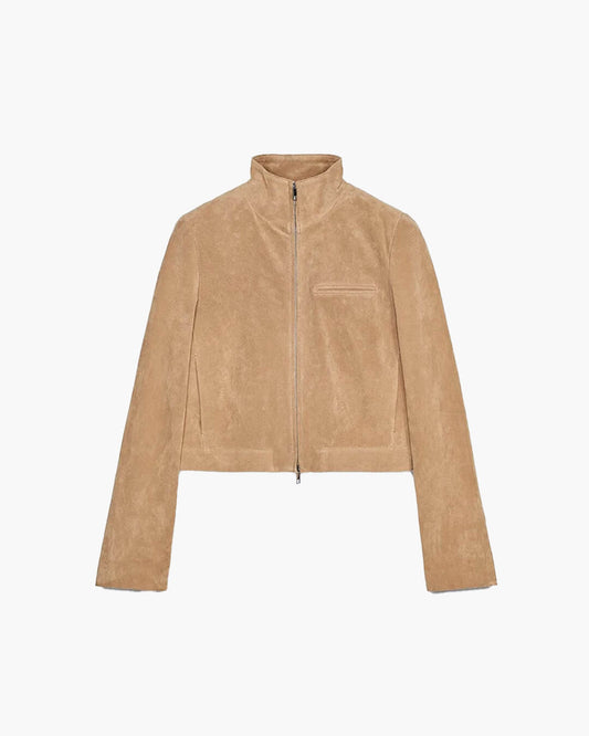 Lyn Suede Jacket with Stand Collar