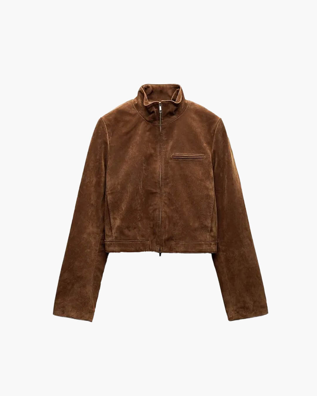 Lyn Suede Jacket with Stand Collar