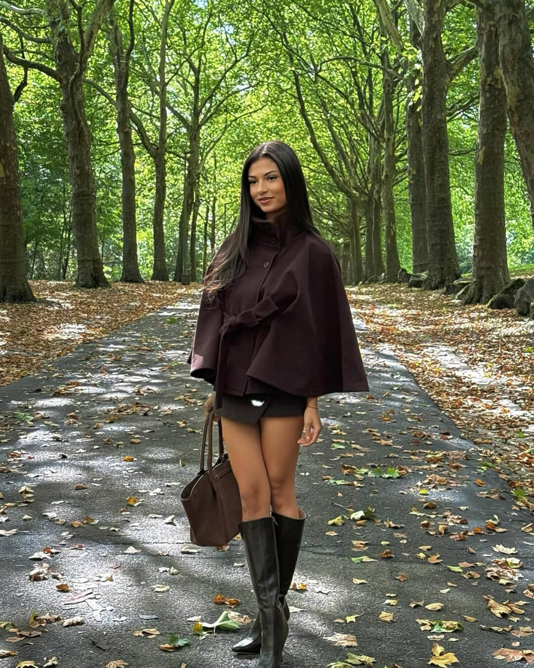 Marianne High-Neck Belted Cape Jacket