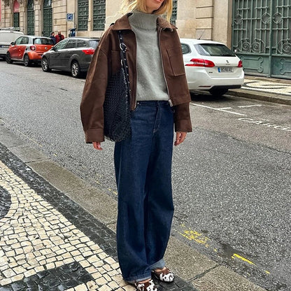 Nora Suede Bomber Jacket