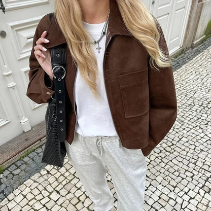 Nora Suede Bomber Jacket