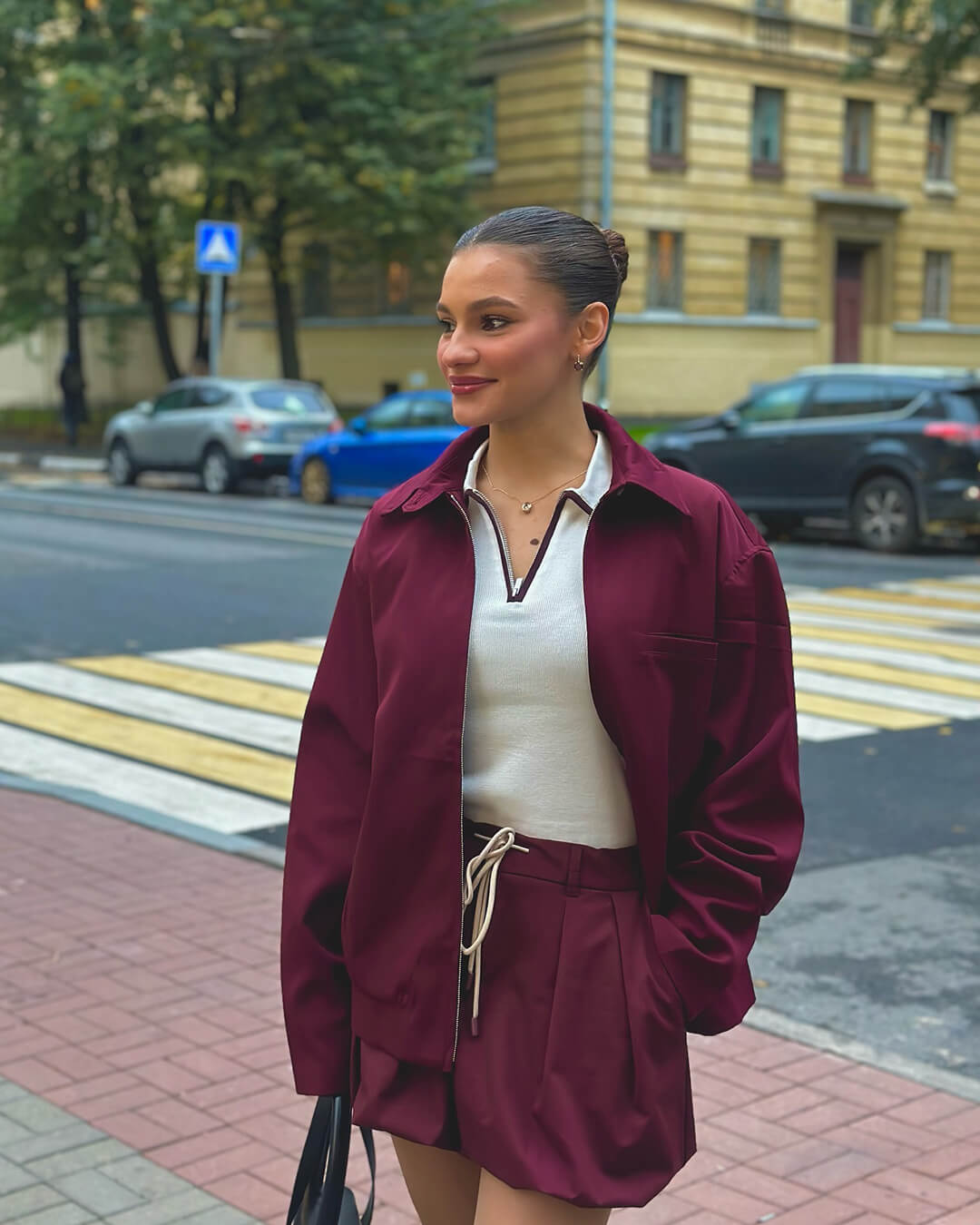 Rhea Burgundy Bomber Jacket