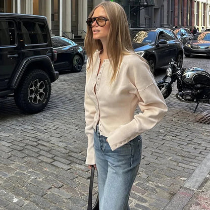 Alice Cardigan Sweater with Round Neck