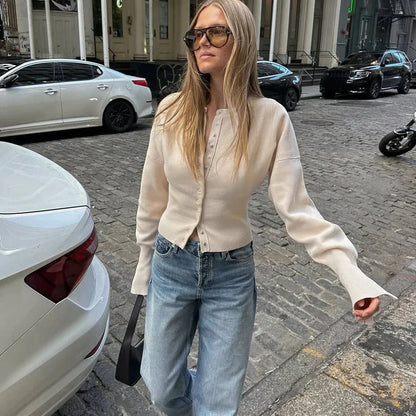 Alice Cardigan Sweater with Round Neck