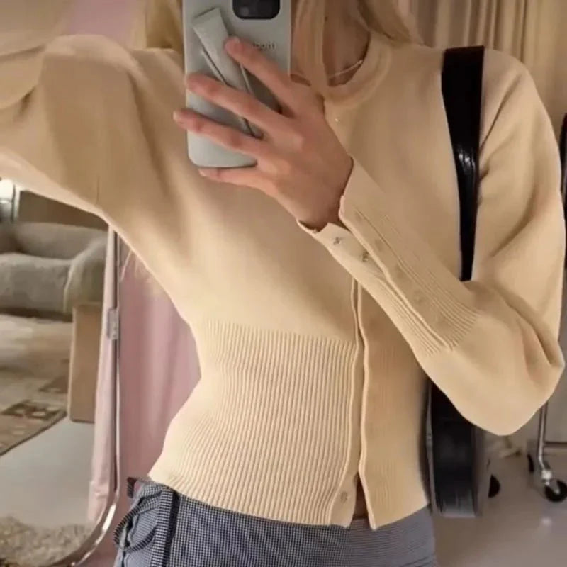 Alice Cardigan Sweater with Round Neck