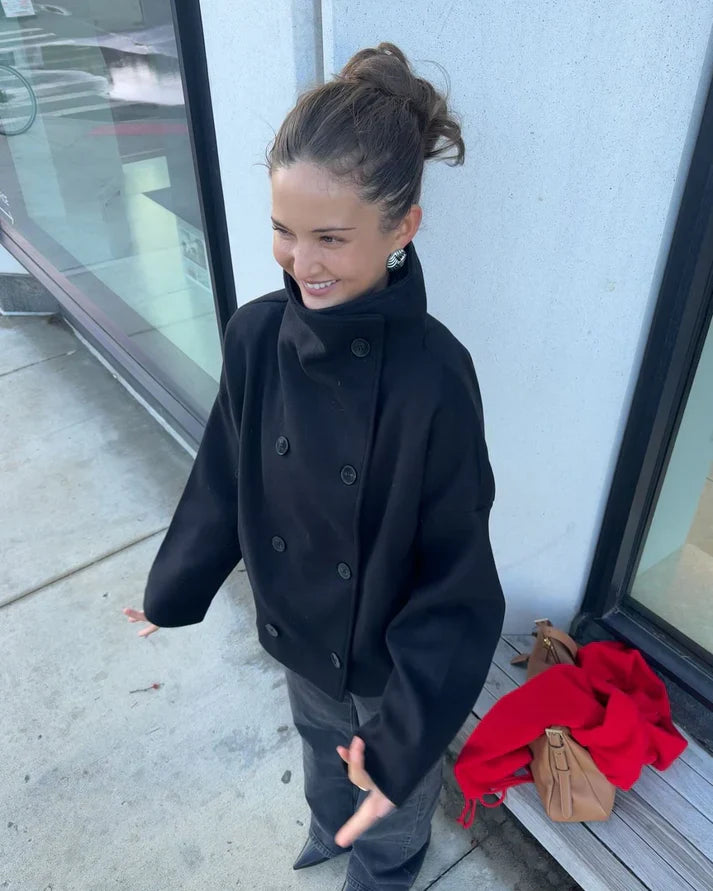 Melissa Trench Coat Jacket with Stand Collar