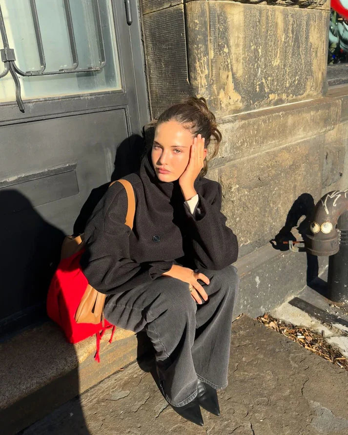 Melissa Trench Coat Jacket with Stand Collar